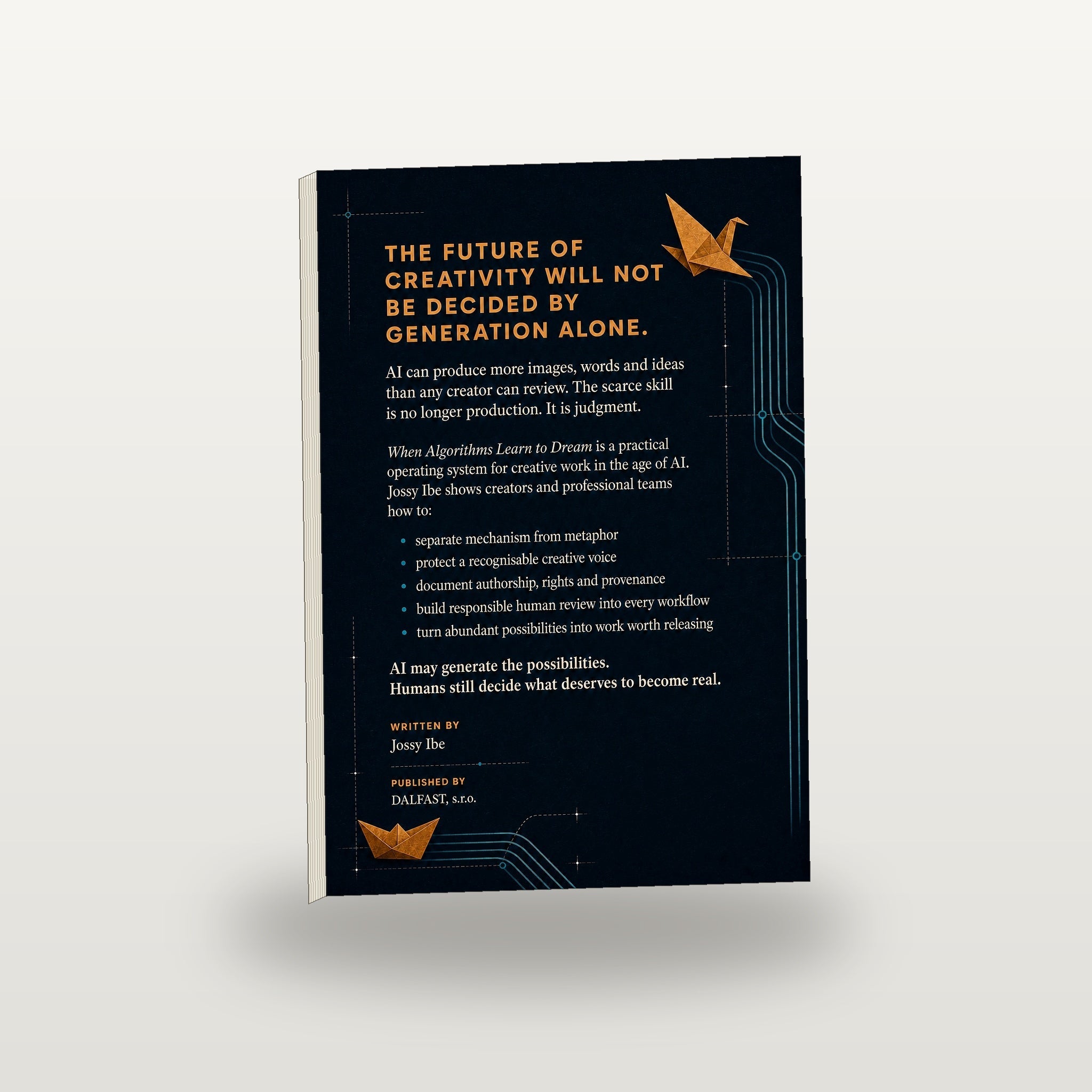 When Algorithms Learn to Dream premium realistic back-cover book mockup